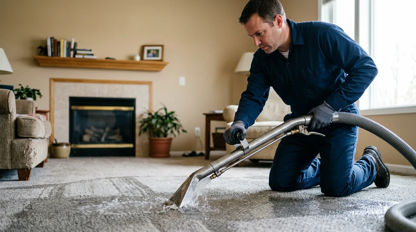 Water damage restoration technician working near Hills, MN